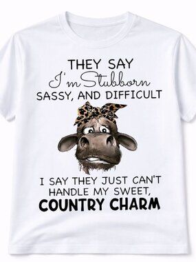 Country Charm Cow Western Graphic T Shirt Trendy Boutique Style Tee Womens White